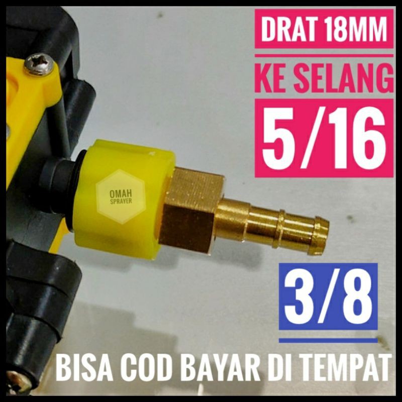 Konektor Nepel Pompa Drat 18MM Ke Selang 5/16 &amp; 3/8 Pertanian Peternakan