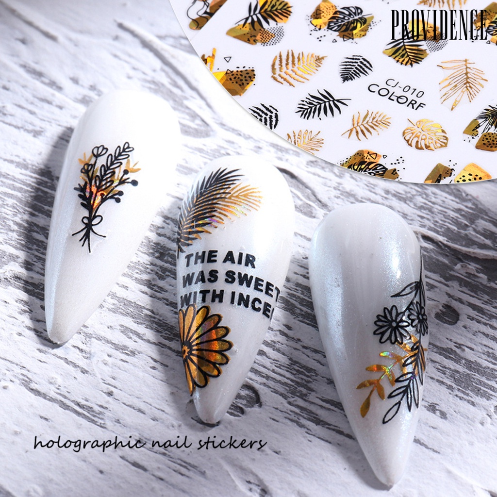 Providence Stiker Kuku Motif Daun Maple 3d Ultra Tipis Transfer Air Untuk Manicure / Nail Art