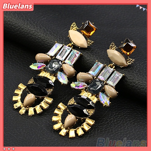 Anting Stud Dangle Drop Berlian Imitasi Gaya Retro Untuk Wanita