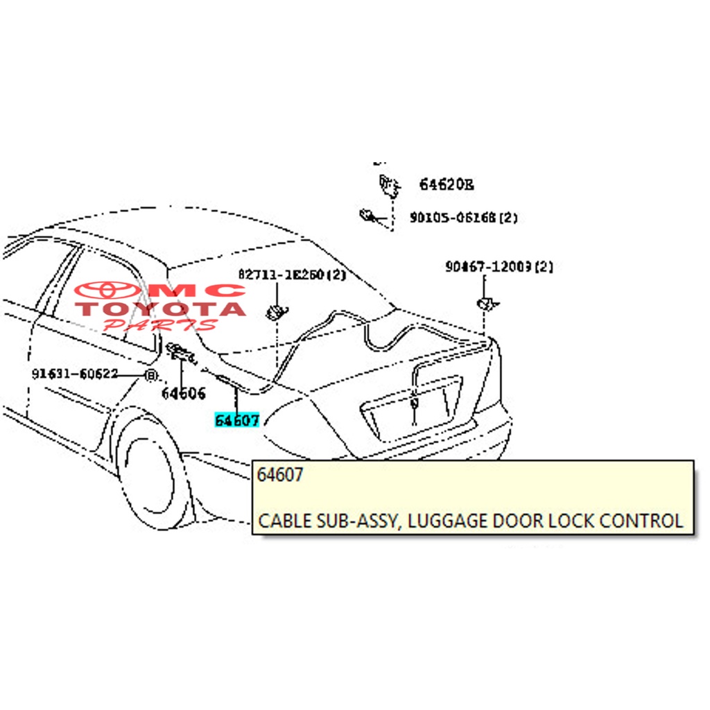 Kabel Tarikan Pembuka Tutup Bagasi Belakang Camry 64607-06040