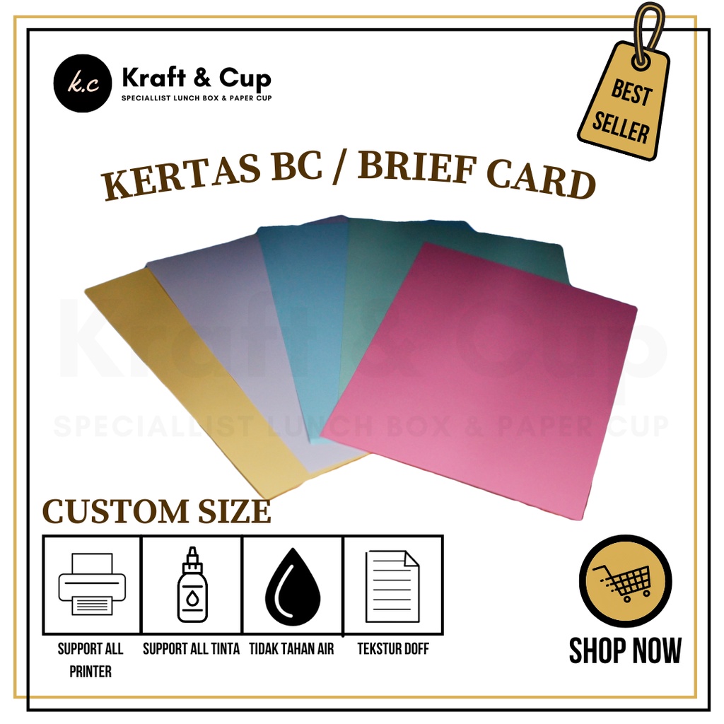 

Kertas Brief card Custom Potong isi 100 Lembar / Kertas Brief card / Kertas BC / Kertas BC Custom Potong