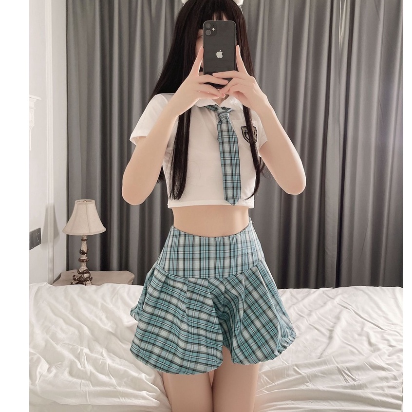 (COD) Sexy Lingerie Seragam Cosplay pelaut Set seragam Cosplay anime Jepang Rok kotak-kotak A501-