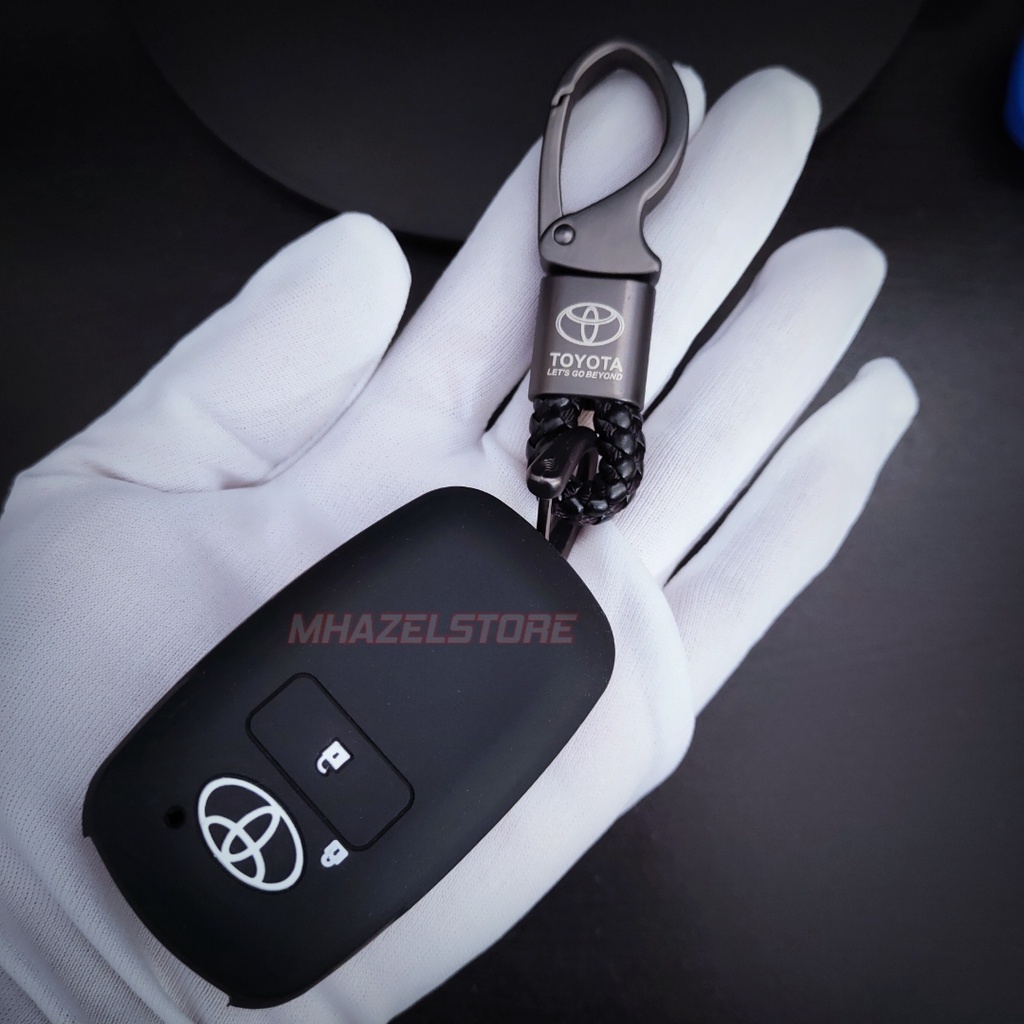 Gantungan kunci sarung remote keyless cover casing MOBIL TOYOTA RAIZE VELOZ AVANZA 2022 logo model anyam