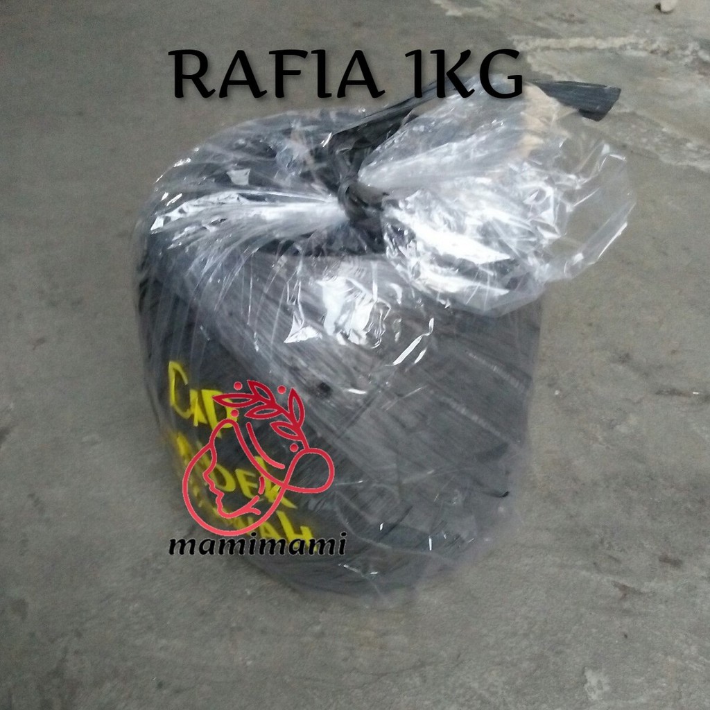 

Rafia 1kg warna hitam tali rapia gulungan kualitas premium