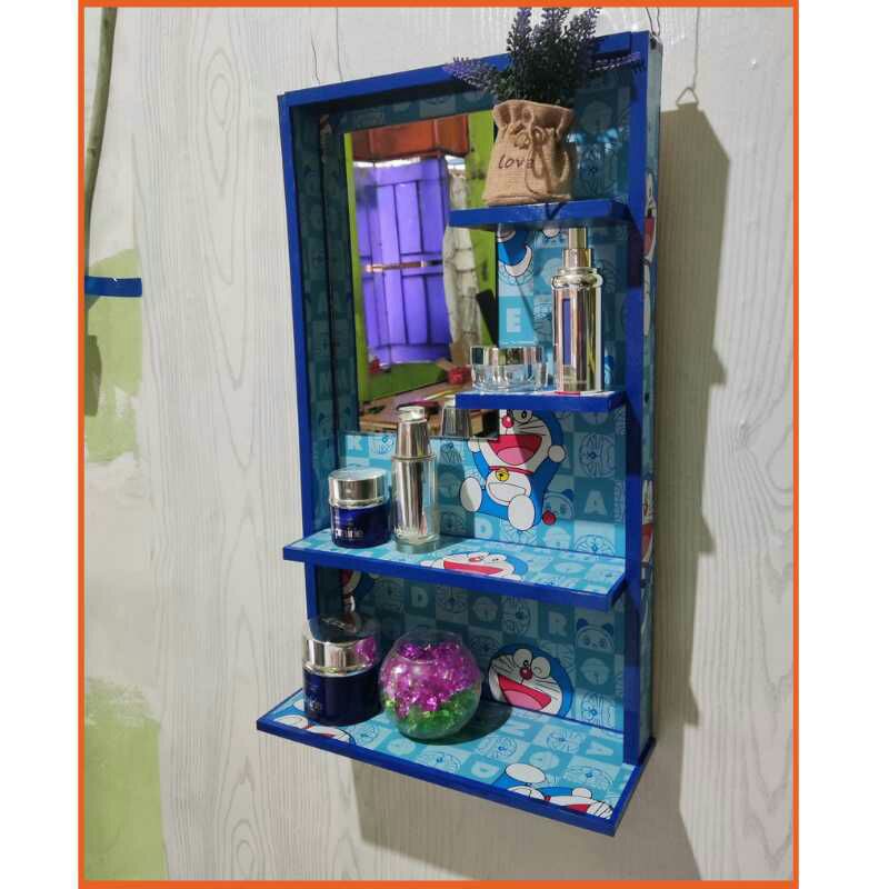 Rak Kosmetik kaca cermin Gantung Doraemon