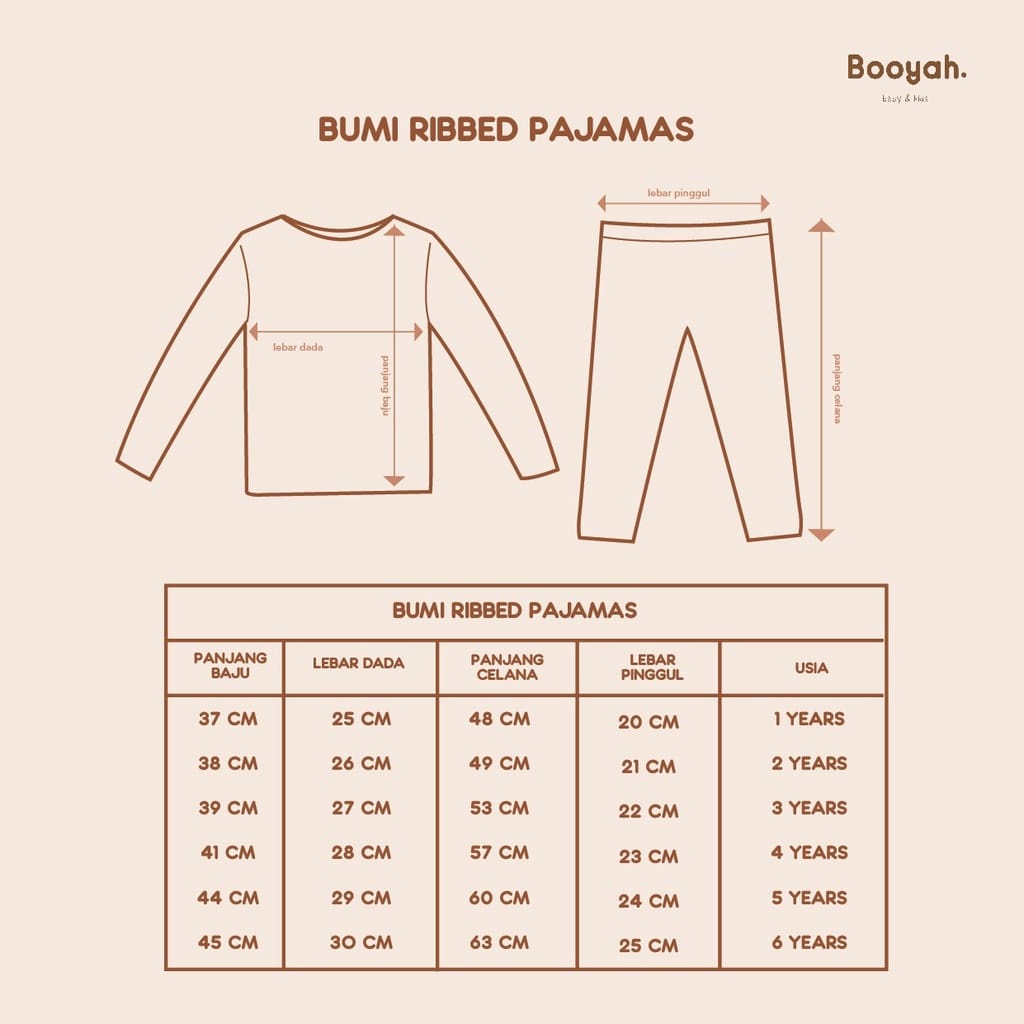 Booyah Baby &amp; Kids - Bumi Ribbed Pajamas (1-6 Tahun) Piyama Anak Baju Panjang Celana Panjang