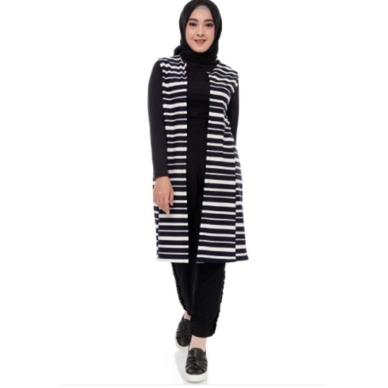 Oute Cardigan Wanita  ZAHRA SIGNATURE Outer Stripe Ruffle