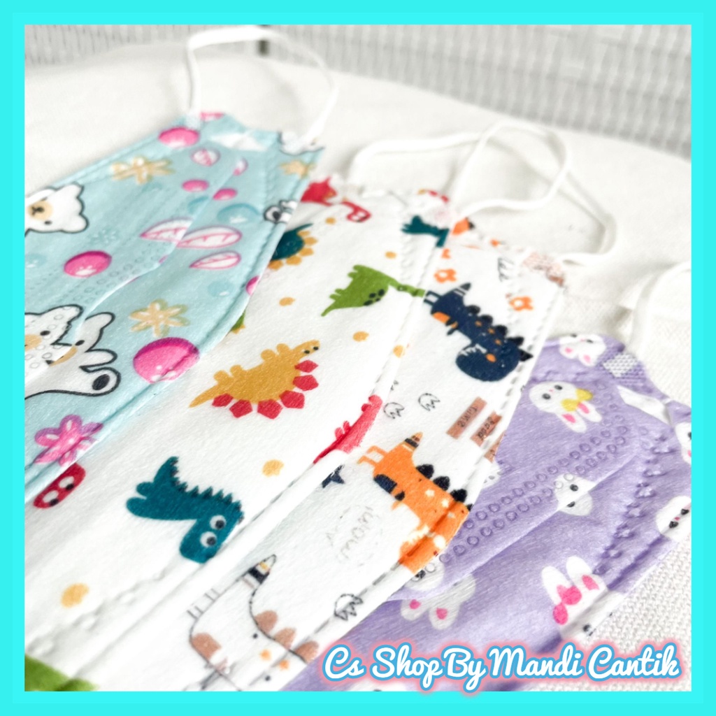 Masker Anak KF94 Isi 4pcs Gambar Zoo Animal Masker Kain Motif Hewan Lucu Bisa COD