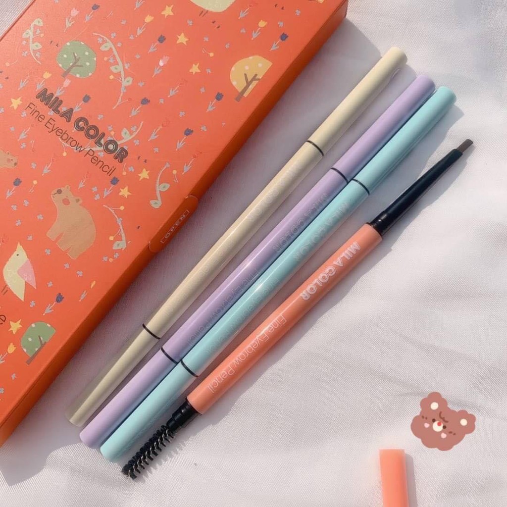 Pensil Alis Mila Color Fine Eyebrow Pencil Thai 4 Warna Make Up Set Kosmetik Mata / Grosir Kosmetik