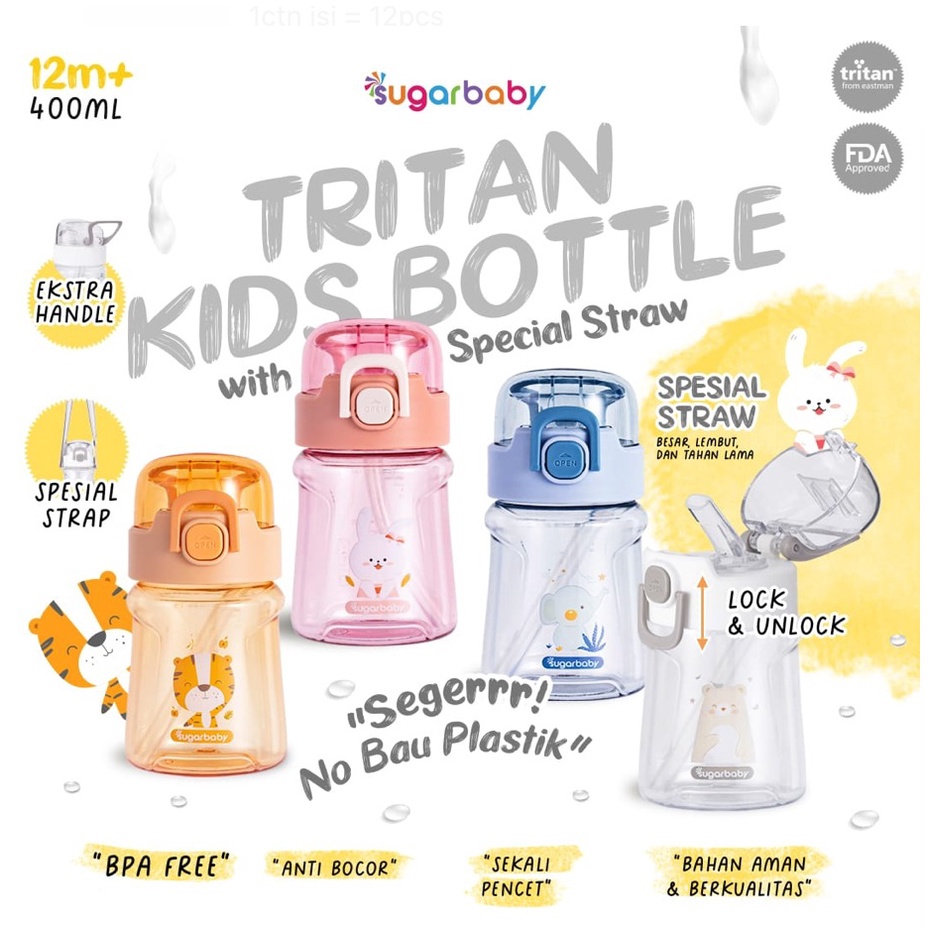 Sugar Baby Tritan Kids Bottle with Special Straw 400ml