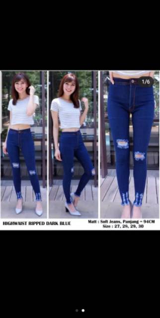 Celana Jeans Highwaist Destroy Distro Jeans Strech (Size 27-30)