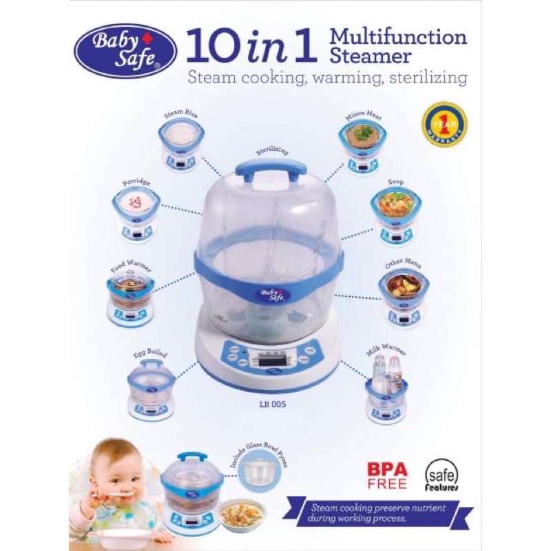Baby Safe 10 in 1 Multifunction Steamer MPASI Bayi Kukus Steam
