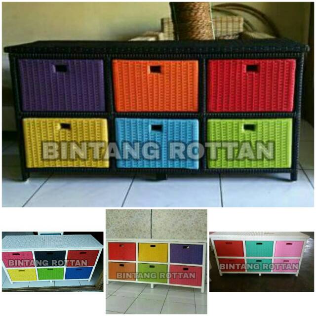  LEMARI  LACI  6  ROTAN  SINTETIS Shopee Indonesia