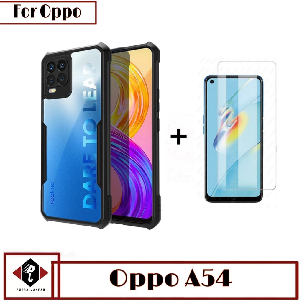 Promo Paket 2in1 Case Transparan Oppo A54 2021 Free Anti Gores Layar