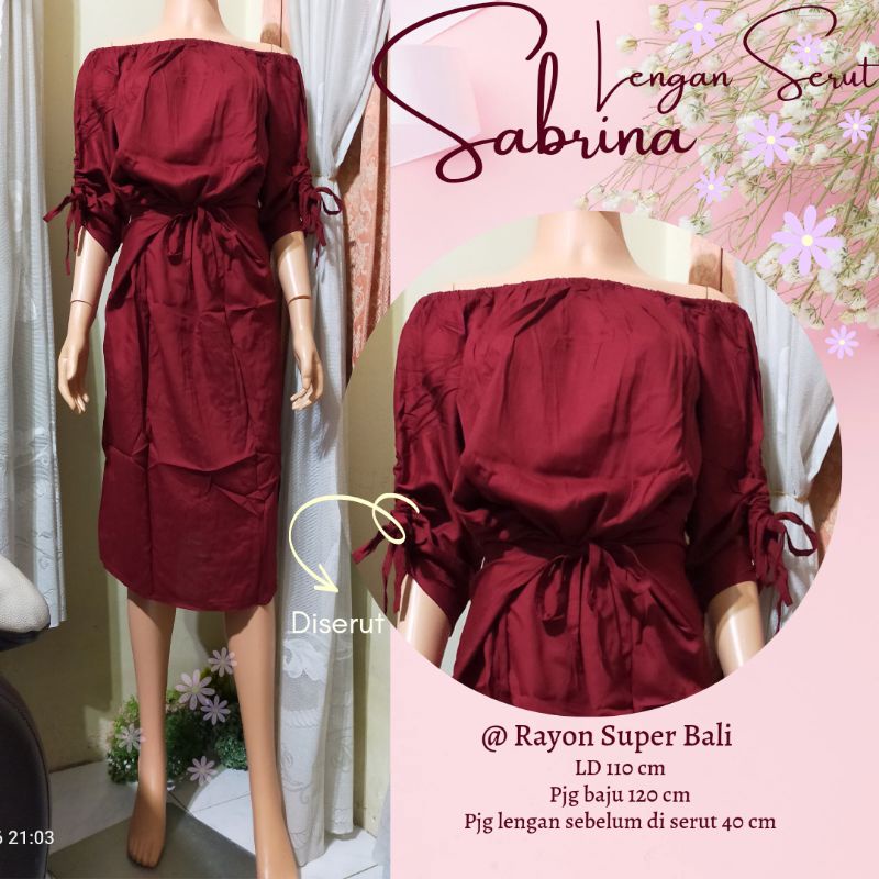 Sabrina Lengan Serut //Dress Sabrina Serut //Sabrina Rayon Bali