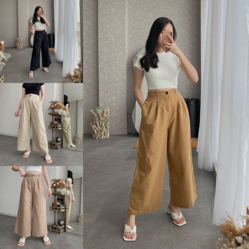 Kulot Linen Hightwaist Korean Premium - M L XL XXL