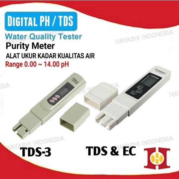 Alat Ukur Tester Hidroponik Air Aquarium Kolam Ikan PH EC TDS 3 Meter