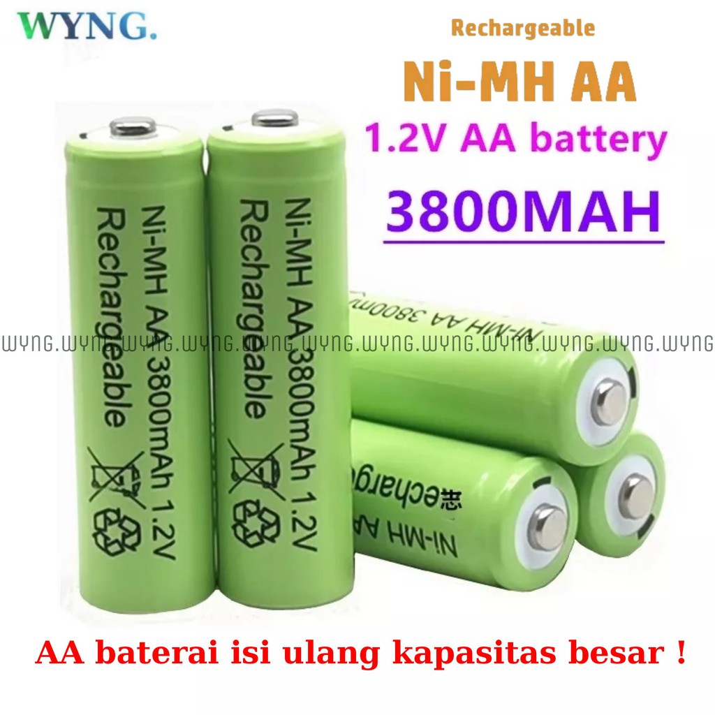 Baterai AA 3800mAh 1.2 V Rechargeable Battery NI-MH batteries 2A