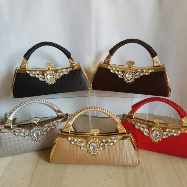 FARNELL - Tas Pesta Farnell 2492 / 2498 Clutch Kondangan Permata Motif Teardrop