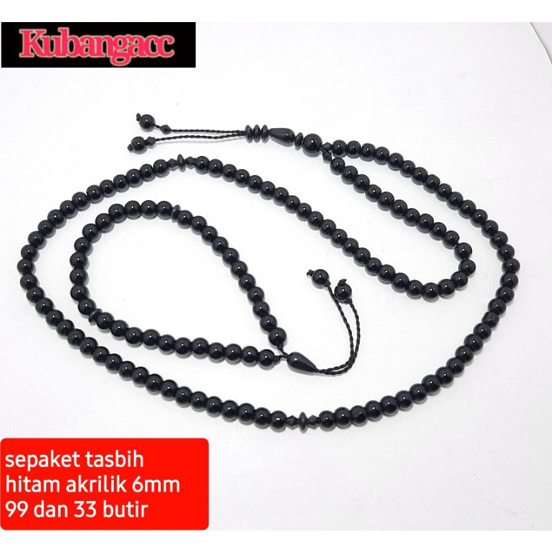 Tasbih.Kalung Dan Gelang Tasbih Hitam Akrilik 6mm Tasbih 99 Tasbih 33 Kalung Gelang pria wanita