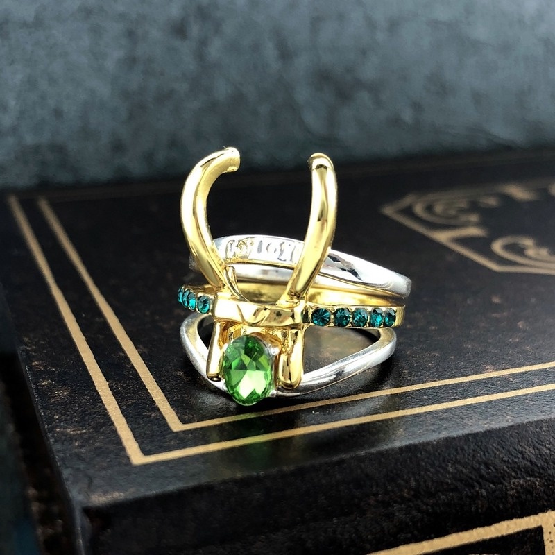 Trendi Loki Pria Cincin 3 Pcs/set Film Karakter Cosplay Cakar Helm Zirkon Bertatahkan Aksesoris Pesta Perhiasan Grosir