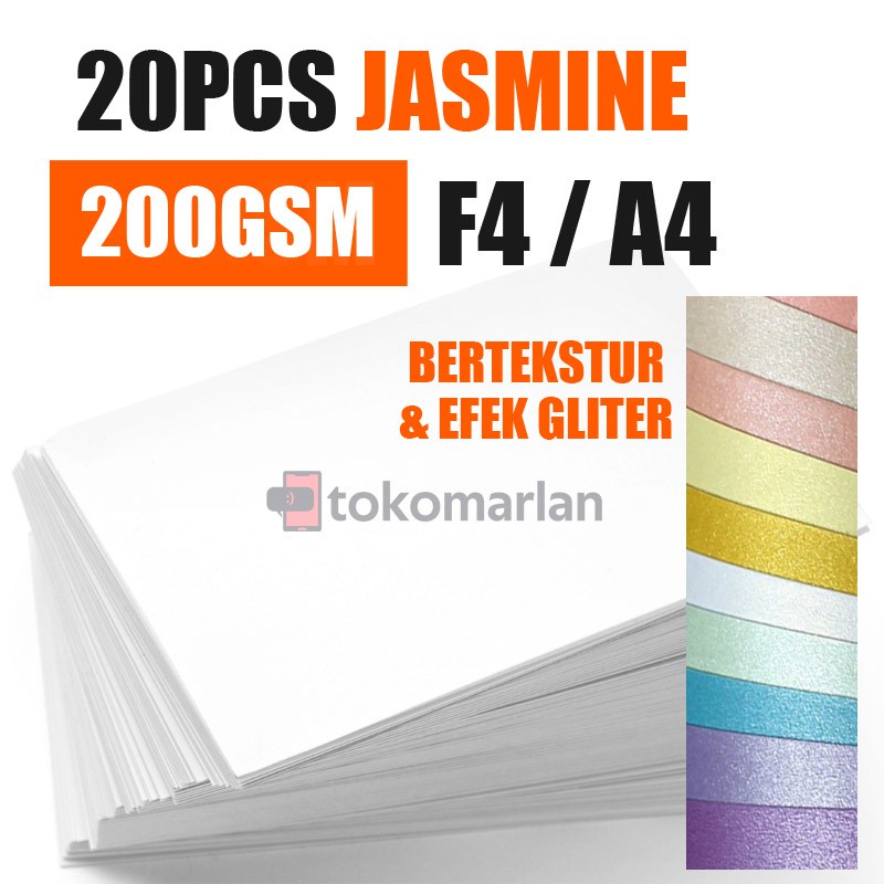 

20 Lembar Kertas Jasmine 200gsm F4 A4 A5 Undangan Sertifikat Kerajinan Kartu Nama Paper Flower Putih