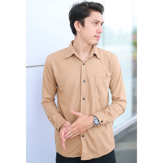 (PROMO) KEMEJA PIQUE POLOS PRIA // KEMEJA CASUAL PRIA // KEMEJA POLOS PRIA SLIM // KEMEJA PRIA TANGAN PANJANG