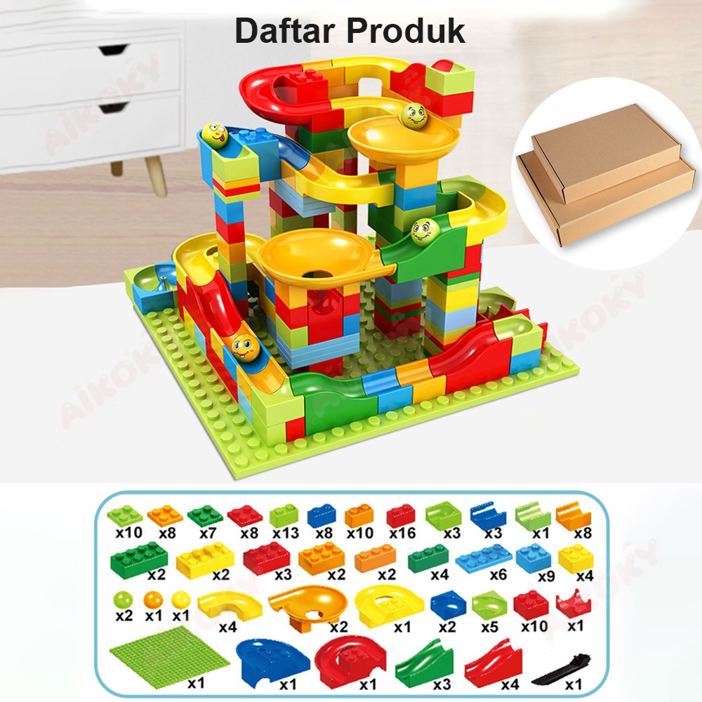 Aikoky Mainan balok susun 168 pcs mainan marble run/Block mainan anak menarik