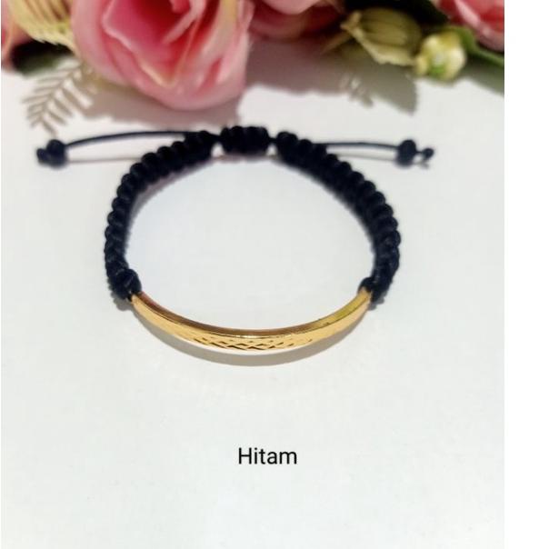 Paling Diminati.. Gelang Tali Liontin Plat Lapis Emas
