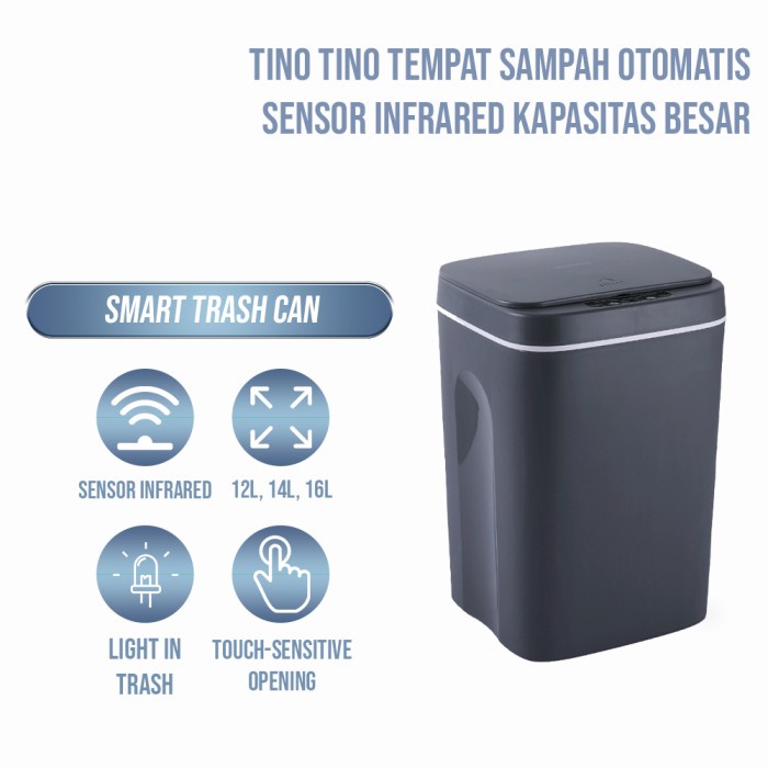 TINO TINO Tempat Sampah Otomatis Sensor Infrared Kapasitas Besar