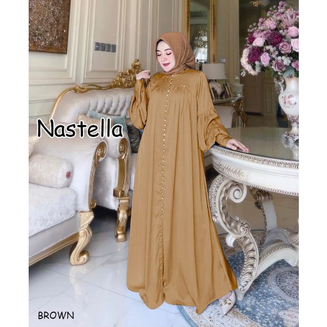 NASTELLA  gamis pesta mewah gaun walimatul bridemaid seragam lebaran casual gamis raya lebaran