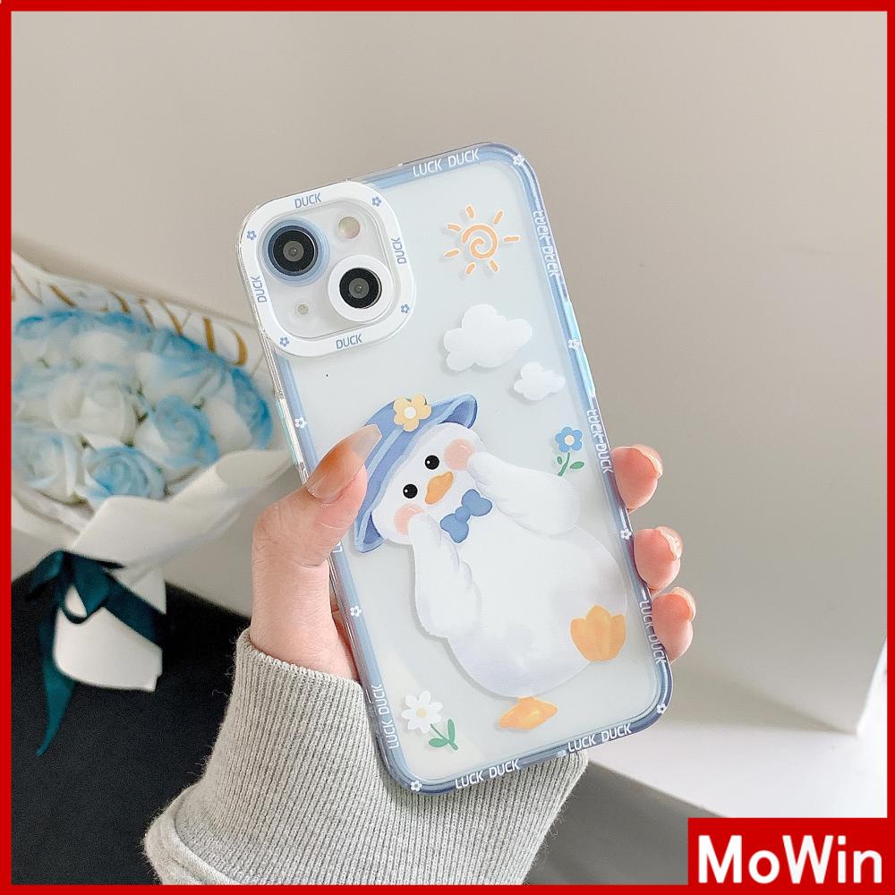 iPhone Case Silicone Soft Case Clear Case Square Edge Shockproof Protection Camera Cartoon Duck Cute Compatible For iPhone 11 iPhone 13 Pro Max iPhone 12 Pro Max iPhone 7 Plus xr