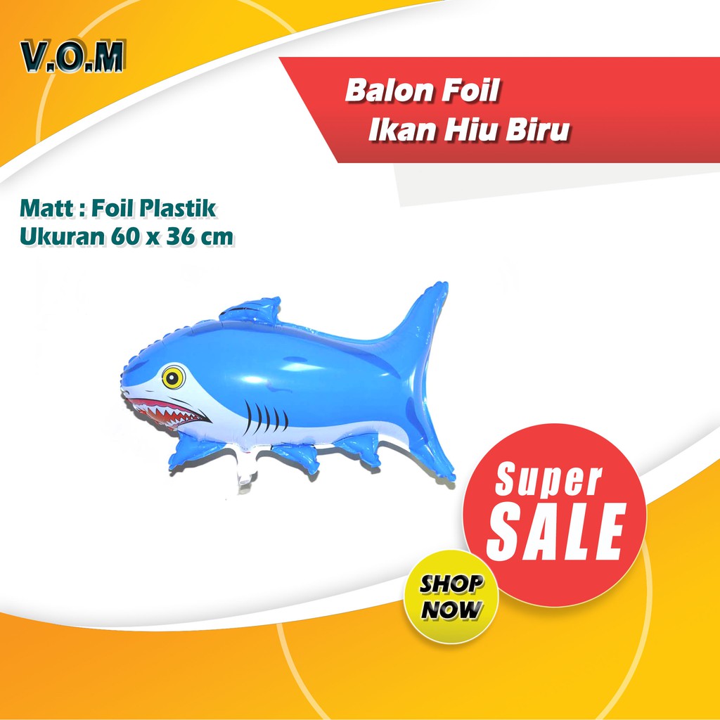 Balon Foil Ikan Hiu Biru Shark 0438