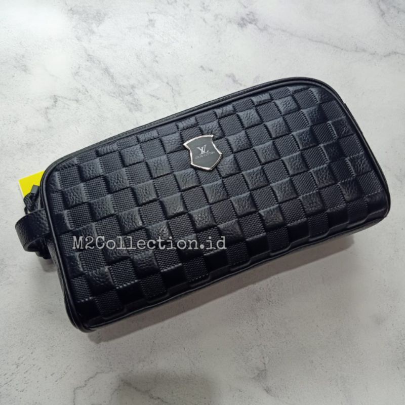 Pouch Bag/Handbag LV Damier Embos Leather Clutch/Tas Tangan Kulit Asli Import