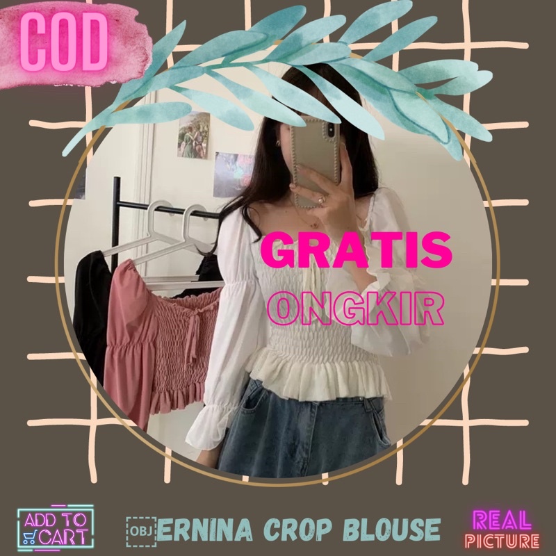 Ernina Crop Blouse YSK  outfit korean style wanita fashion muslim/korean blouse import/fasion wanita