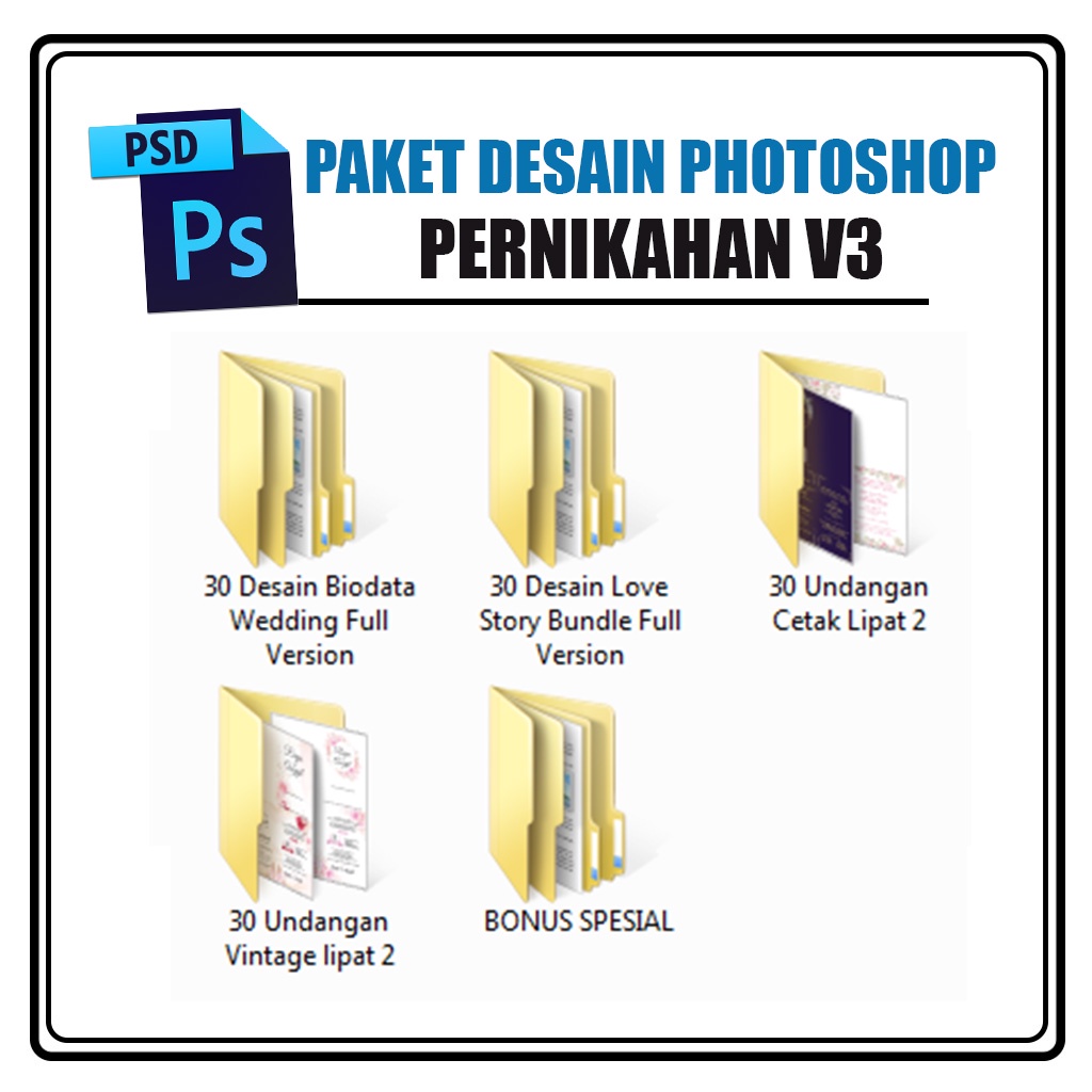 Paket Template Desain Pernikahan PSD Photoshop V3 Premium + Bonus