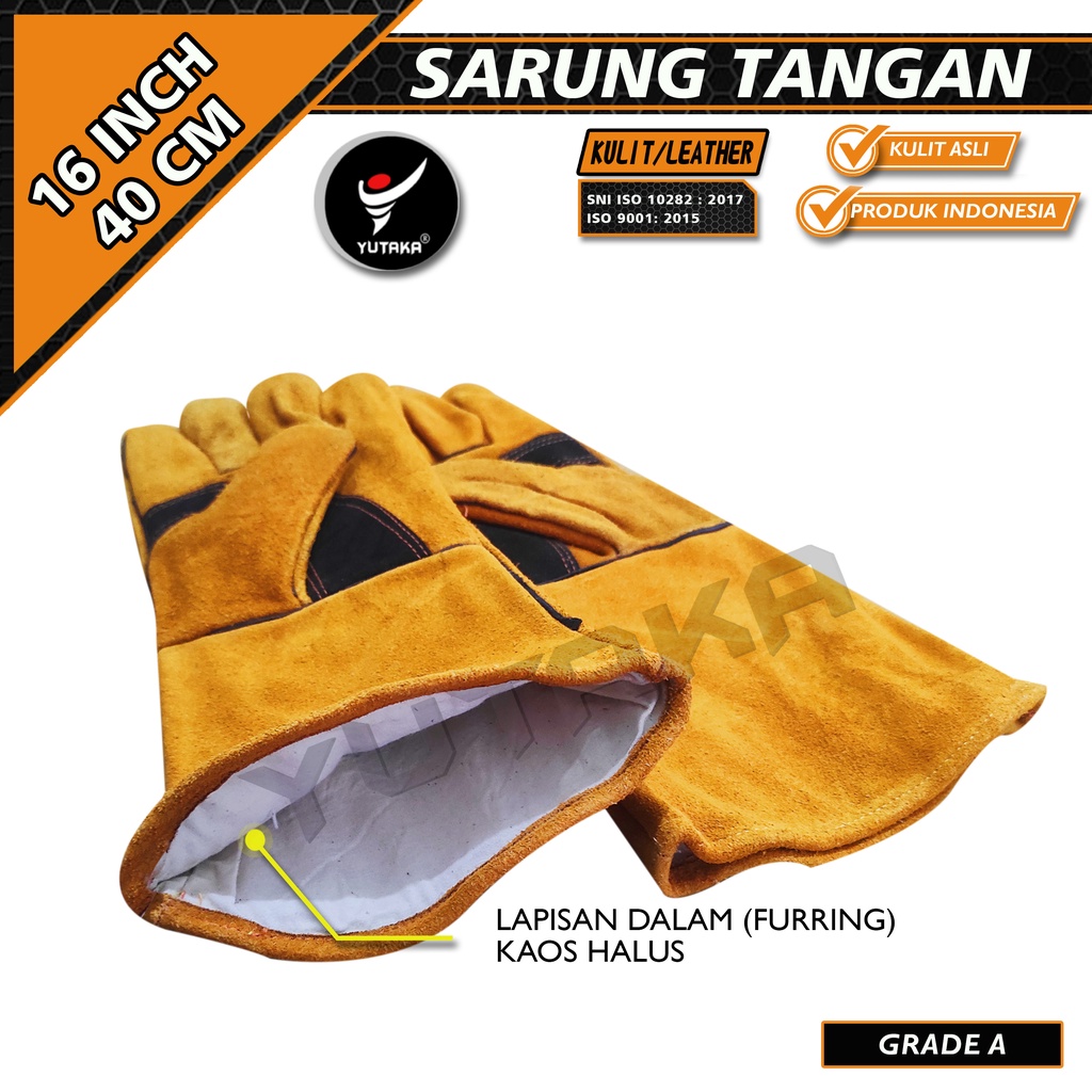 Sarung Tangan Las Palipid YUTAKA 16 inch/sarunag tangan kulit las yutaka 16 inch