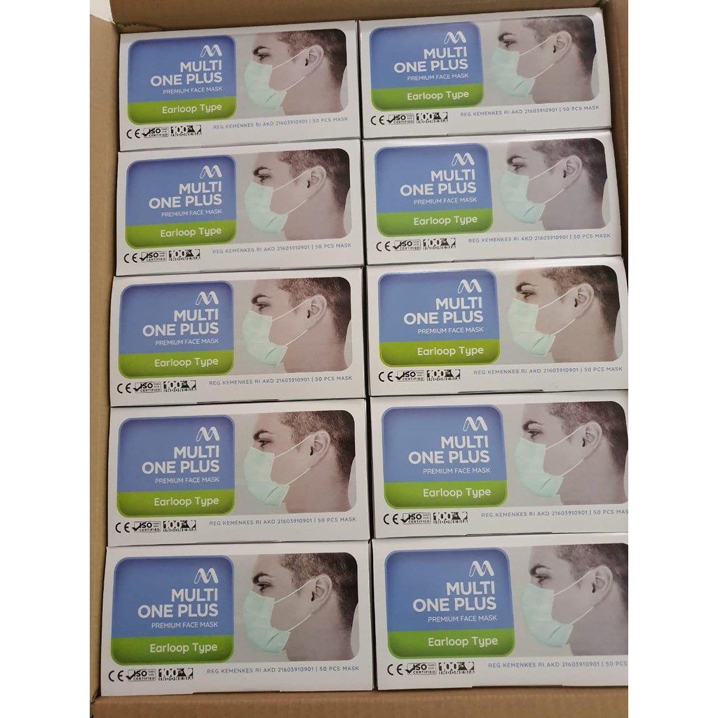 Ready!! FACE MASK ORIGINAL 3 Ply earloop - ISI 50 pcs