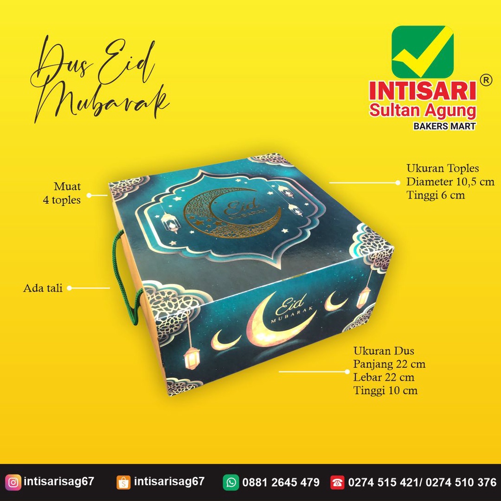 

Dus Eid Mubarak 22x22cm + Tali