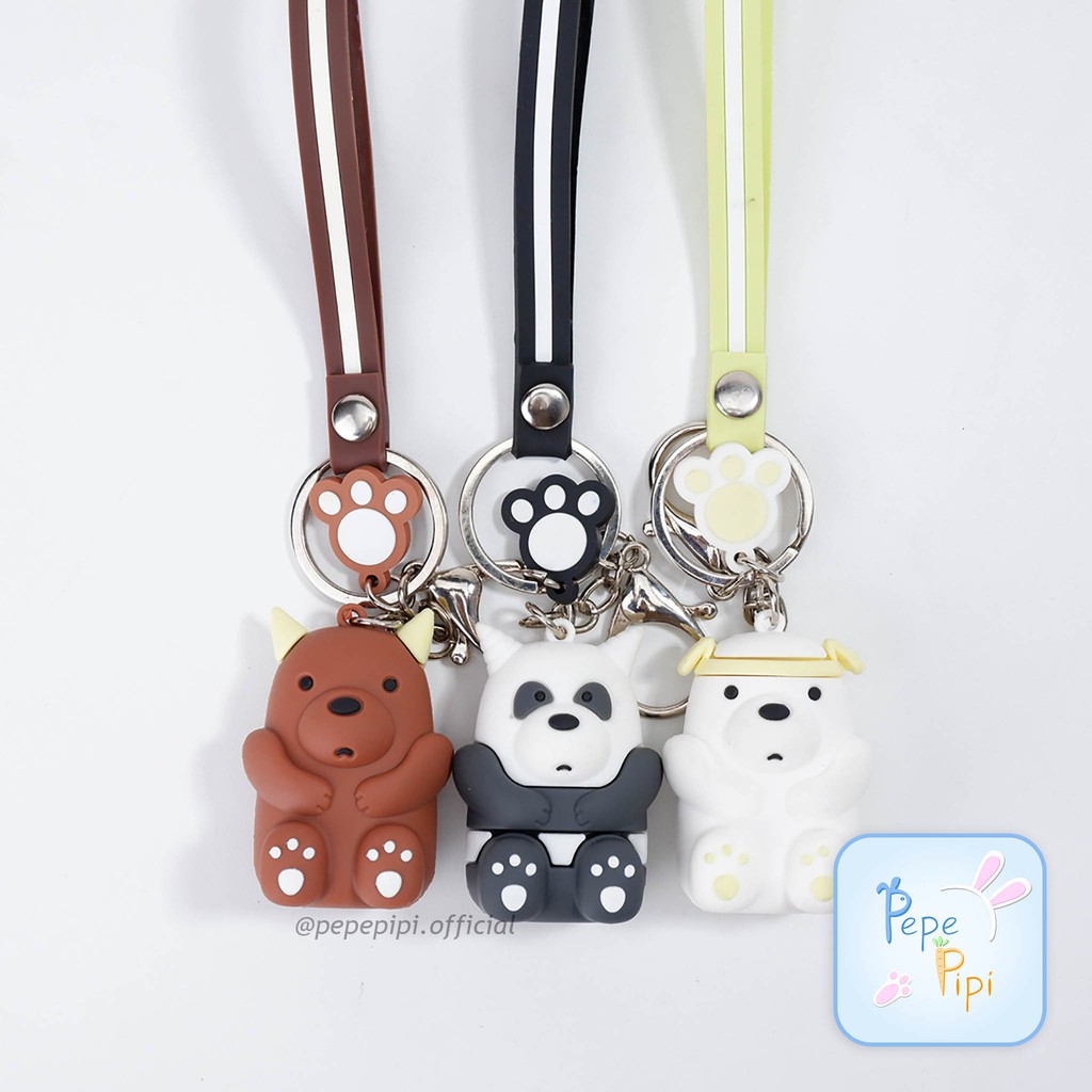 Gantungan Kunci Devil WBB We Bare Bear Keychain Karet Silikon Ganci Tas Beruang Panda Grizzly Ice