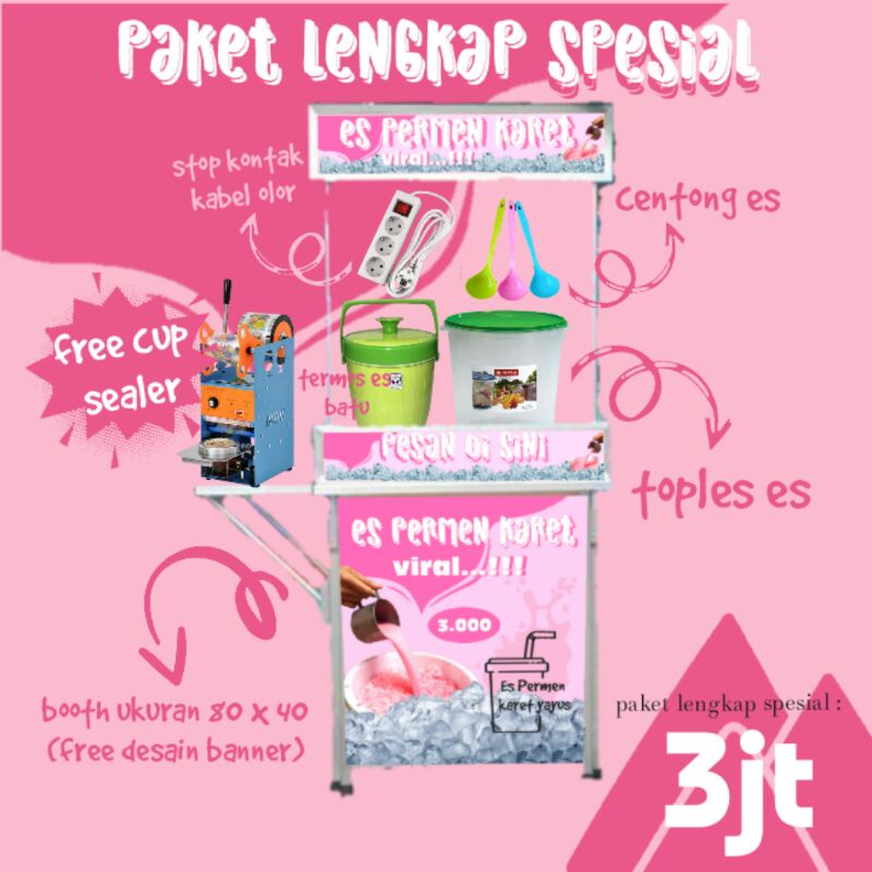 

FREE CUP SEALER...!!! franchise es permen karet virall, paket lengkap spesial