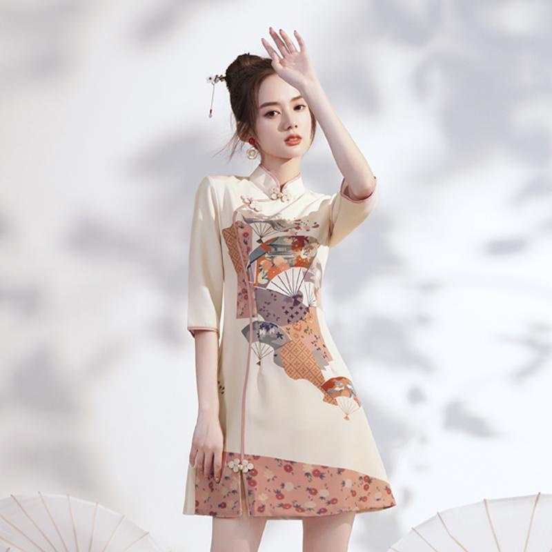 2022 spring and summer young improved cheongsam dress small short Chinese style r