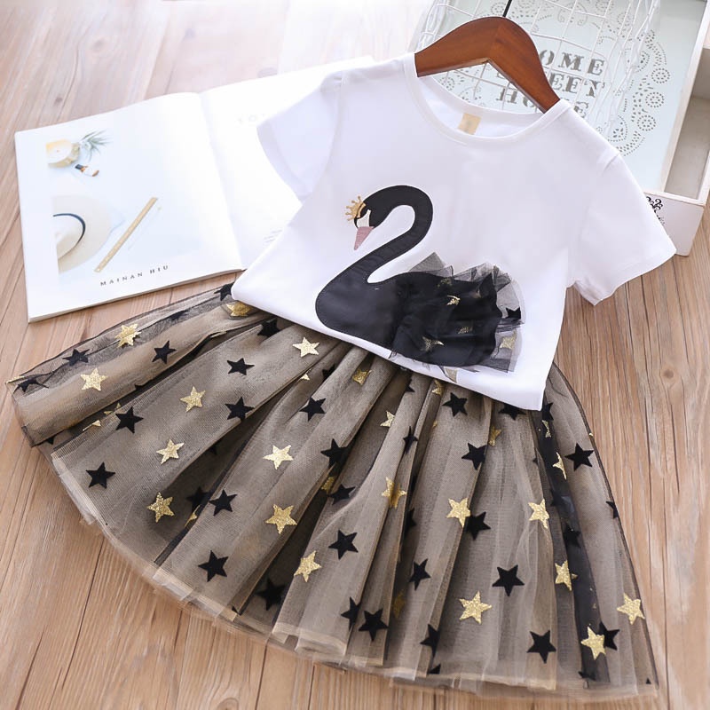 [eleypan.kids] Setelan IMPORT Dress Angsa Tutu Korea Flamingo Rok Renda Set Pakaian Anak Perempuan Cantik Elegan Impor