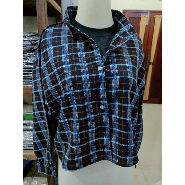 crop top tartan / crop top flanel / kemeja crop wanita-Motif 39