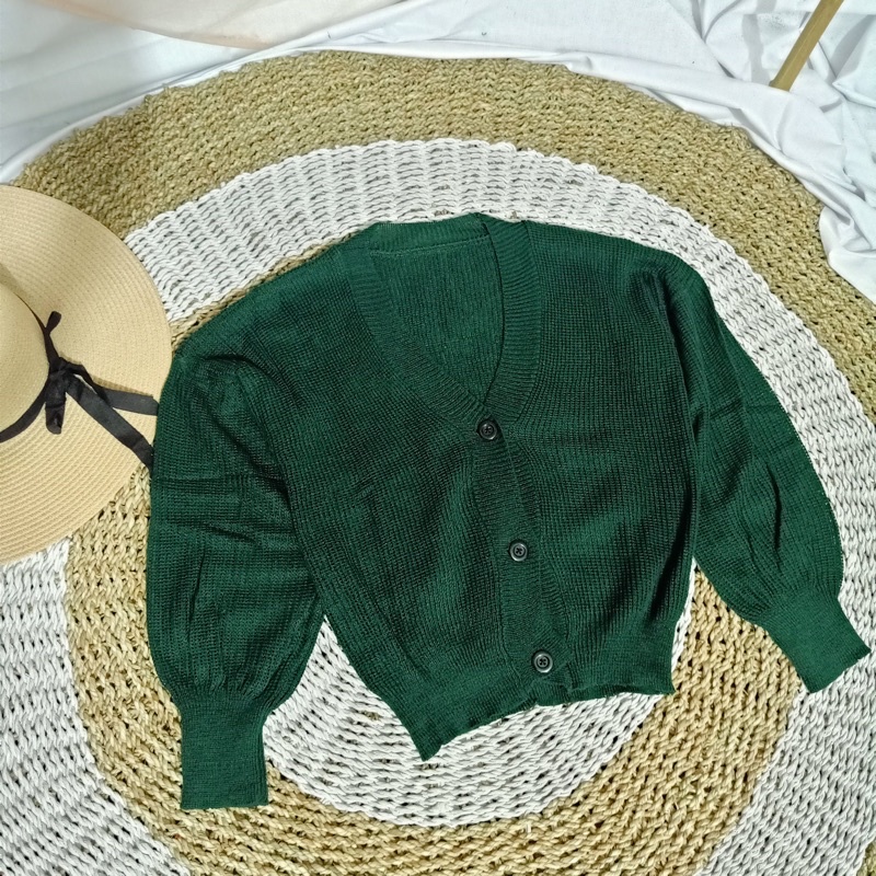 Olivia Cardy Crop / Eireen Crop Cardy / REAL PICT !!!-Emerald