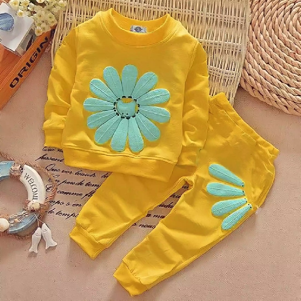 SCN STORE  Setelan Anak Sun Flower Usia 1-6 Tahun // Setelan Joger Anak // Setelan Sweater Anak