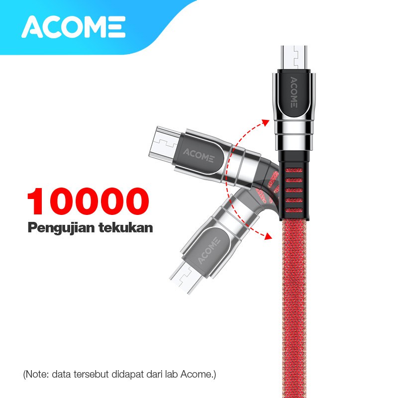 ACOME Kabel Data Micro USB 100cm cable  AiC Fast Charging 2.4A Garansi Resmi 1 Thn AKM-010
