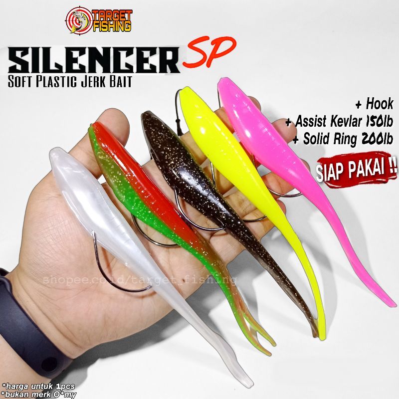 Soft Lure SILENCER 18cm 20gr LENGKAP KEVLAR Umpan Casting Toman Soft Plastic Jerk Bait