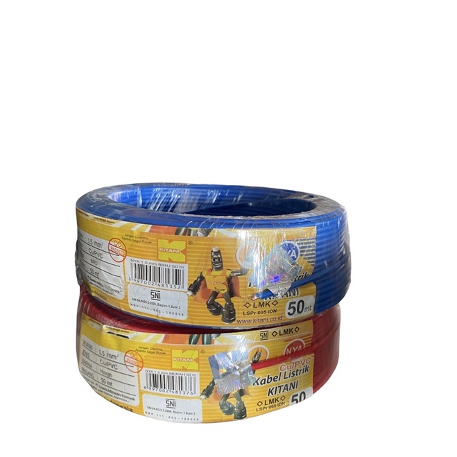 KABEL LISTRIK NYA 1,5mm KITANI ORIGINAL KAWAT TUNGGAL 1 ROLL 50meter