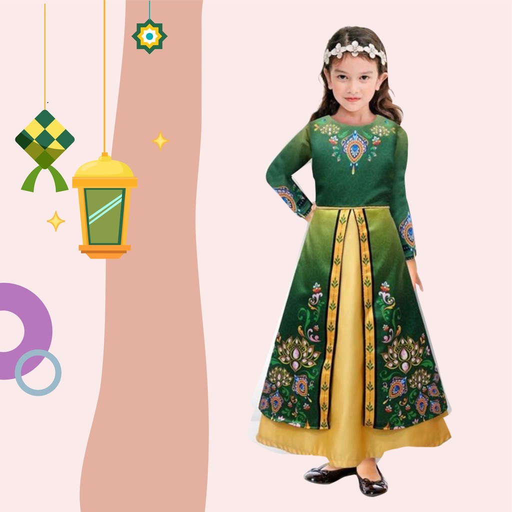  Baju  muslim anak  Gamis  import  anak  Dress pesta anak  